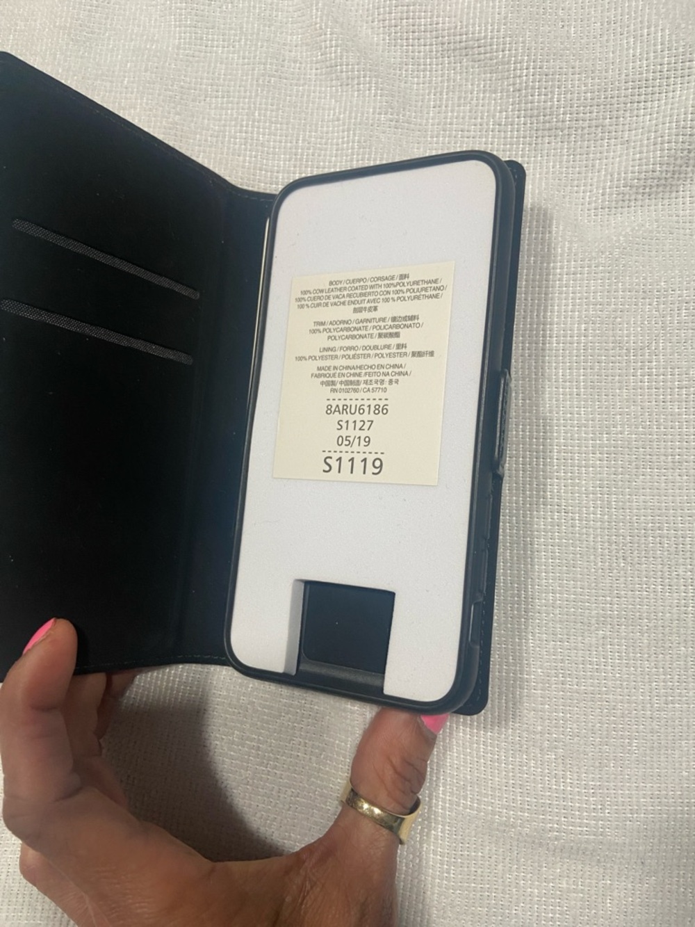 Kate Spade Folio iPhone Case in a dark forest green textured - Picture 2 of 3